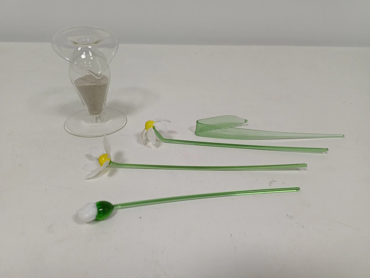 Set glazen bloemen in vaasjes - foto 5