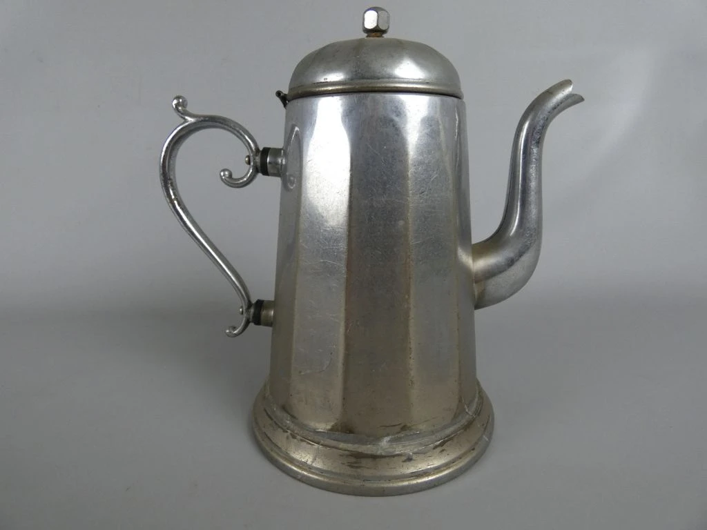 Vintage metalen koffiekan met deksel - foto 2
