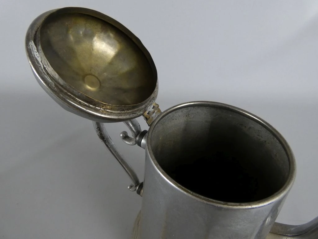 Vintage metalen koffiekan met deksel - foto 3