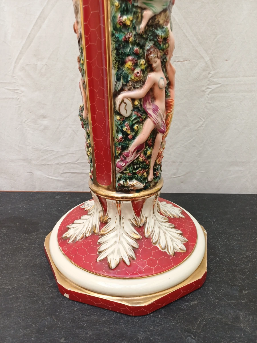 Vintage Italiaanse piedestal met vaas - foto 3
