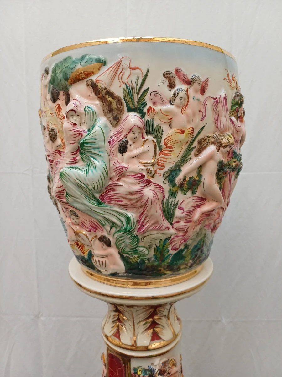 Vintage Italiaanse piedestal met vaas - foto 2