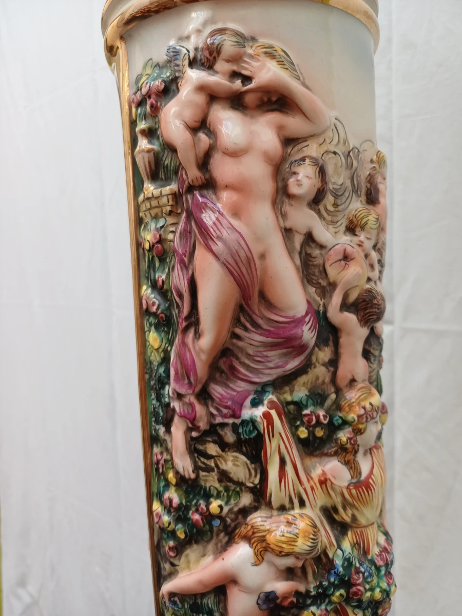 Vintage Italiaanse piedestal met vaas - foto 4