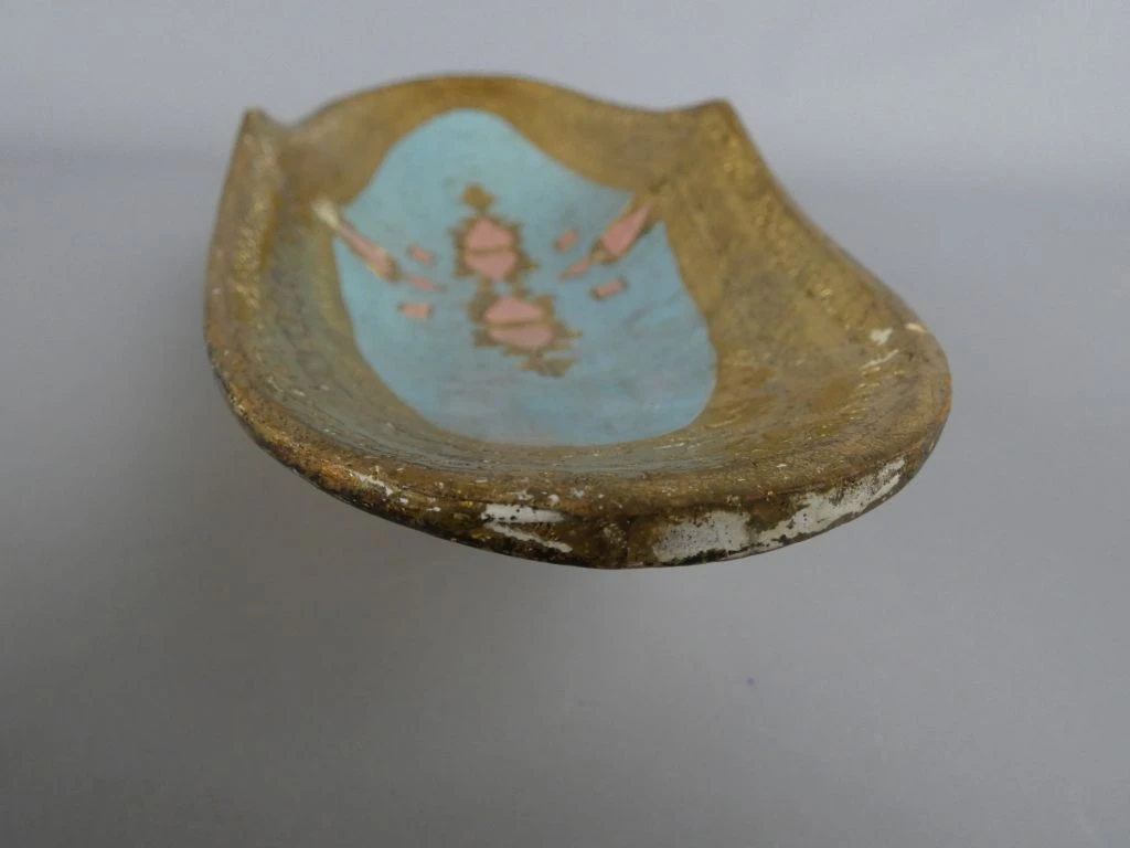 Decoratief houten ovaal schaaltje met goud- en pasteltinten - foto 5