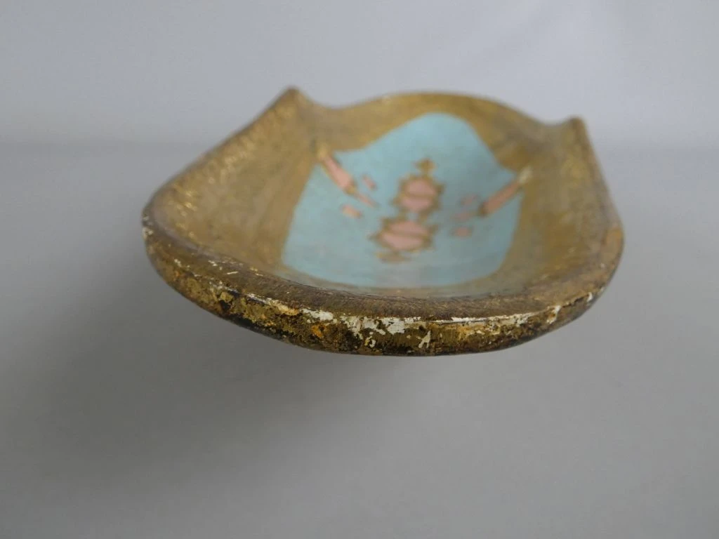Decoratief houten ovaal schaaltje met goud- en pasteltinten - foto 4