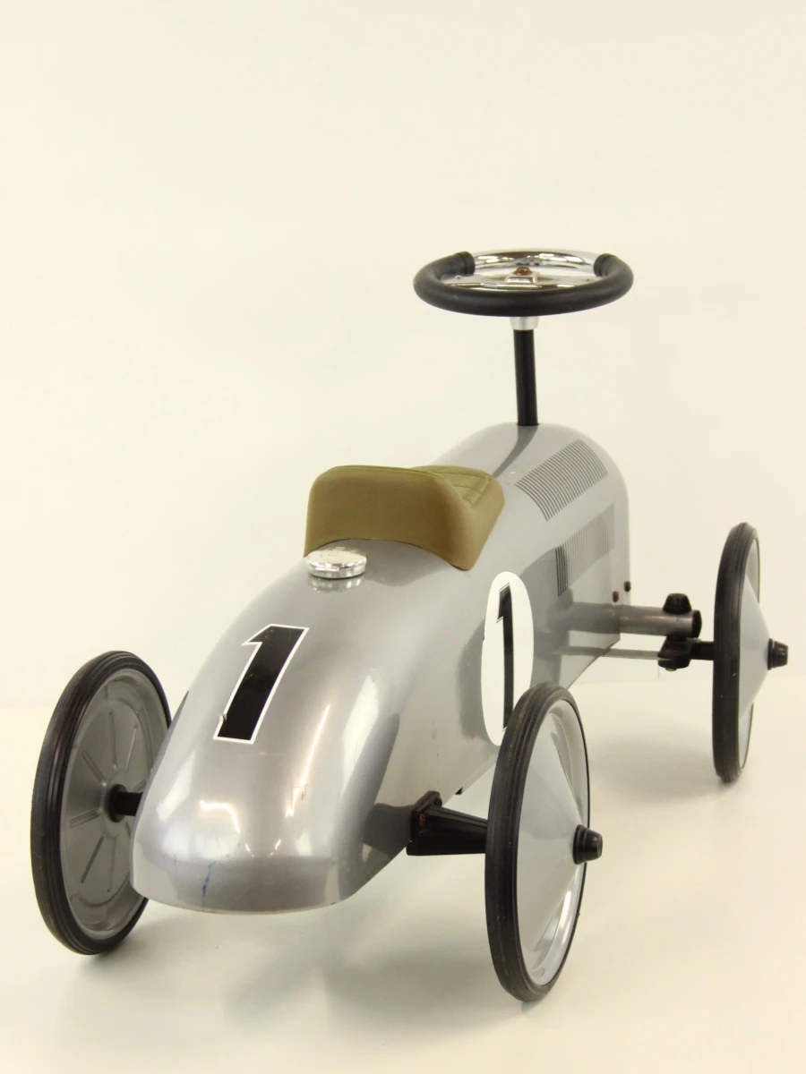 Goki metalen loopauto / retro racewagen – zilverkleurig - foto 5