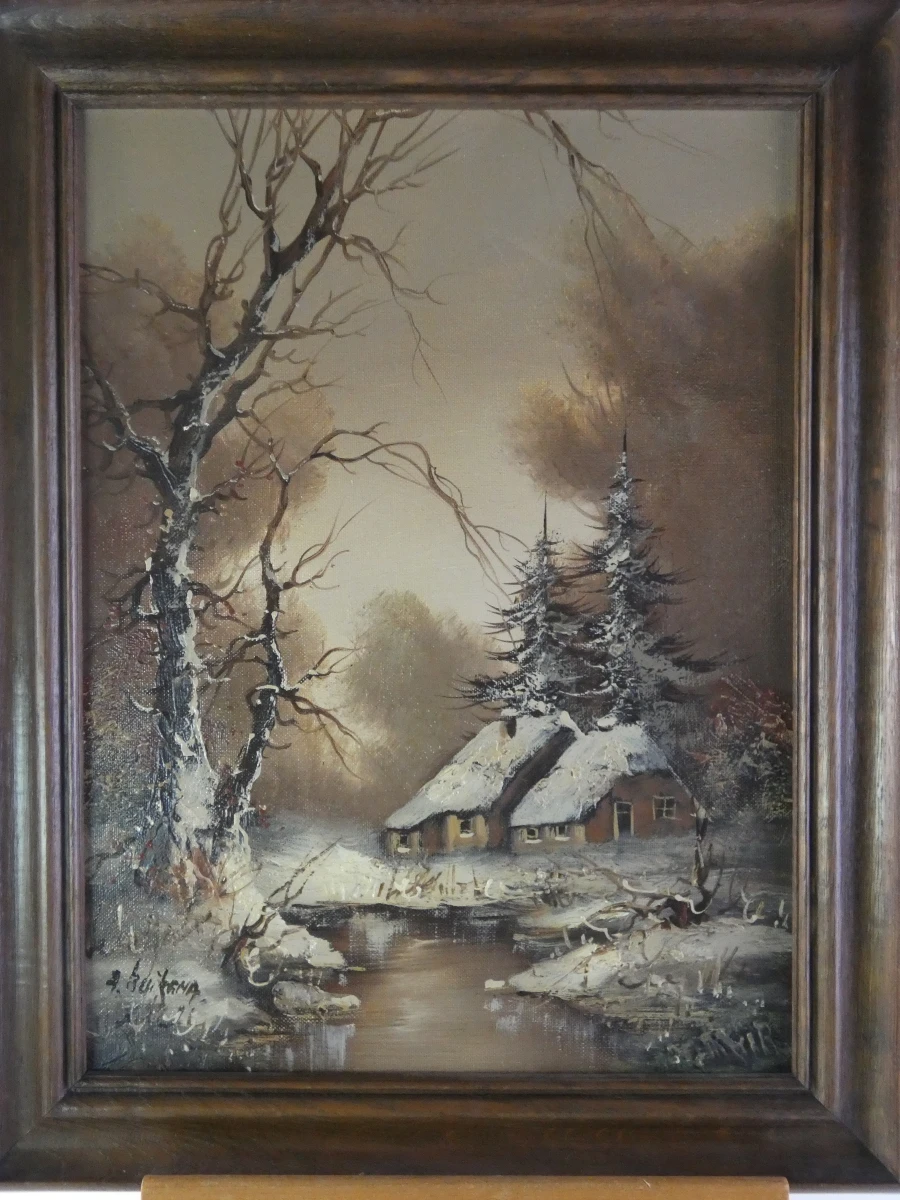 Winterlandschap, olieverfschilderij van A. Buikema - foto 2