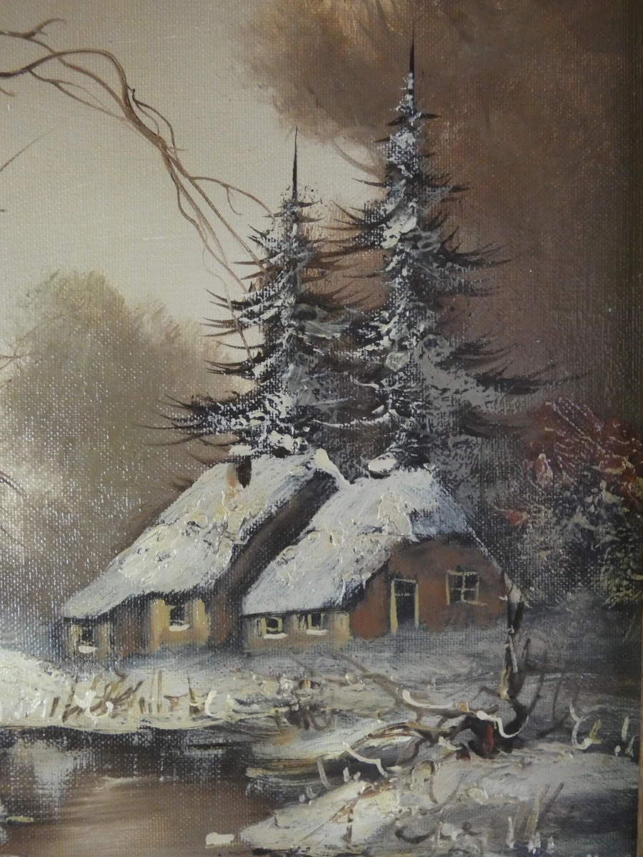Winterlandschap, olieverfschilderij van A. Buikema - foto 3