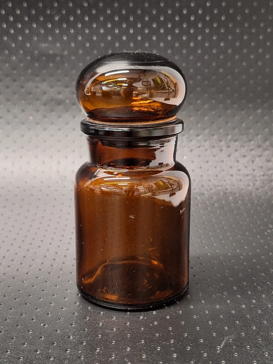 Set van 8 vintage Belgische apothekerspotten in bruin glas - Mid Century Modern - foto 10