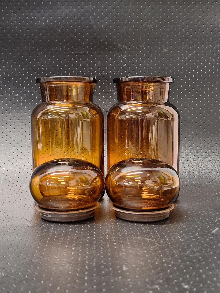 Set van 8 vintage Belgische apothekerspotten in bruin glas - Mid Century Modern - foto 6