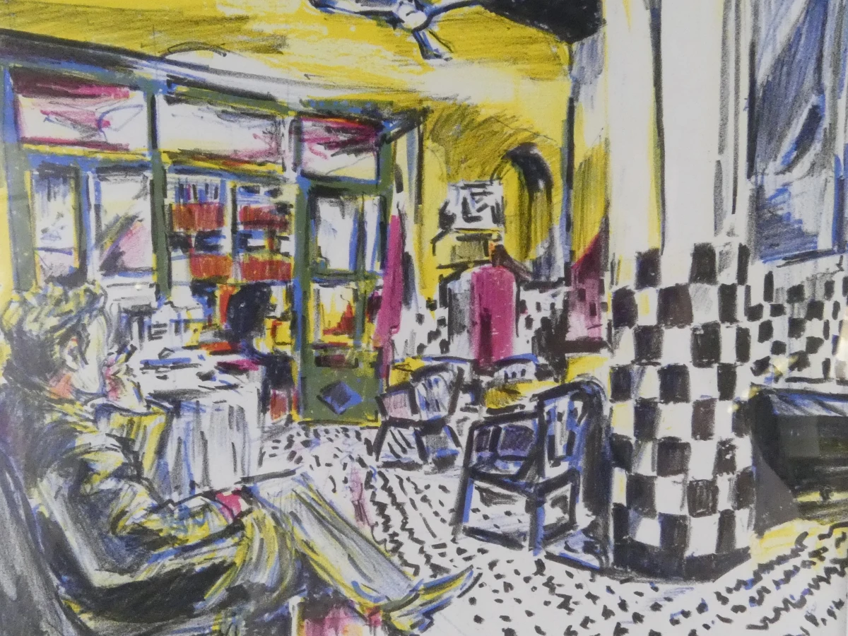 Ingelijste kleurenlitho - Café Tout-Va-Bien - Nick Andrews - foto 7