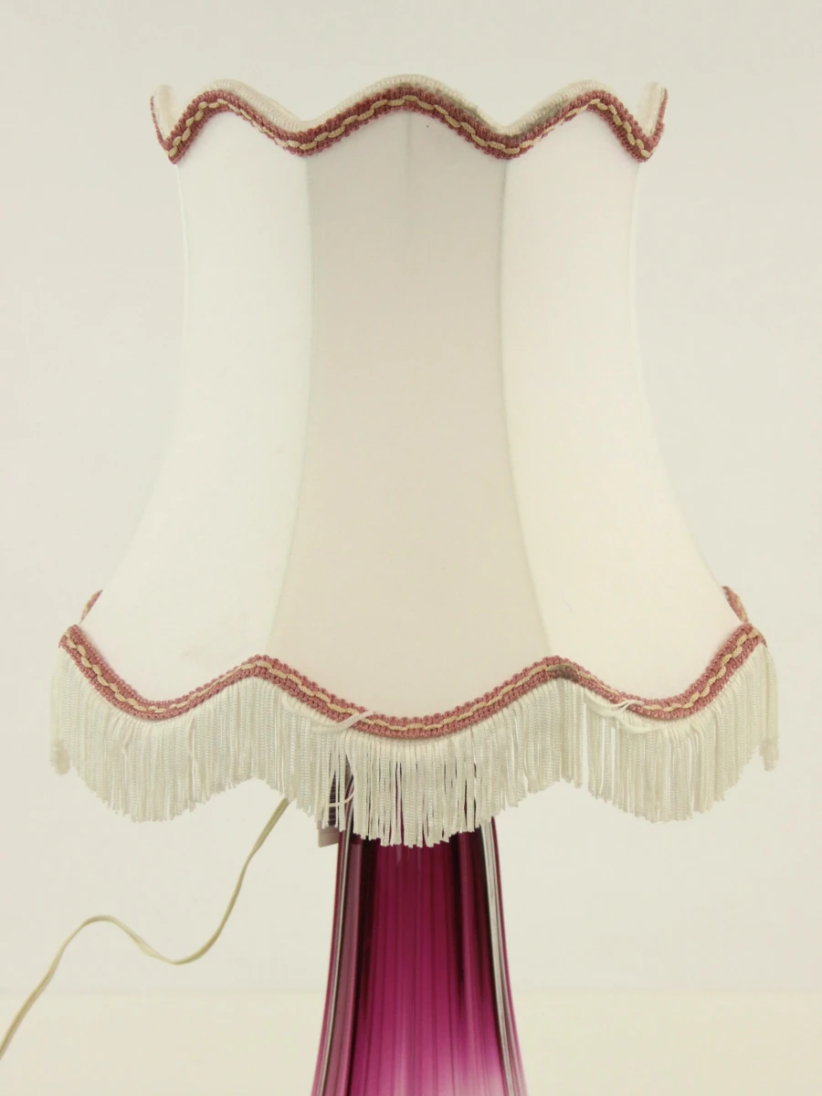Val Saint Lambert paarse kristallen lamp met witte kap – Jaren 50/60 - foto 3