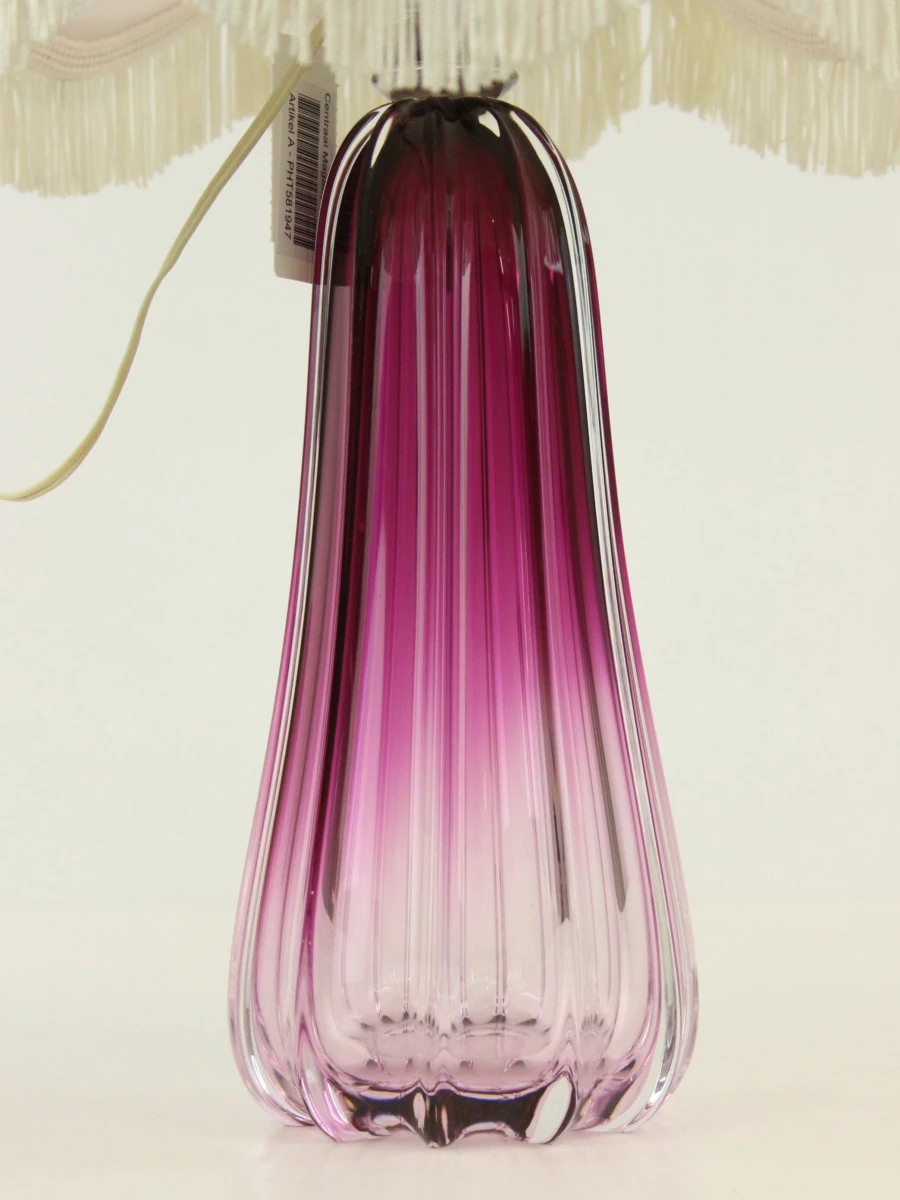 Val Saint Lambert paarse kristallen lamp met witte kap – Jaren 50/60 - foto 4