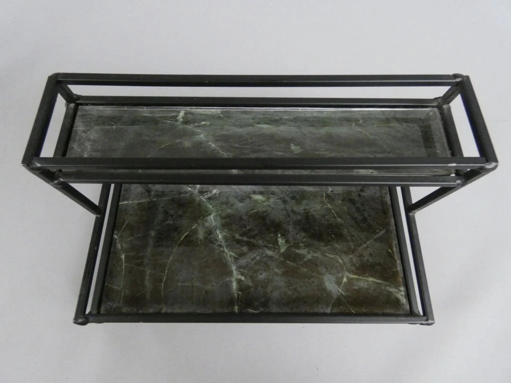 Tweeledig metalen etagère met glazen bladen - foto 4