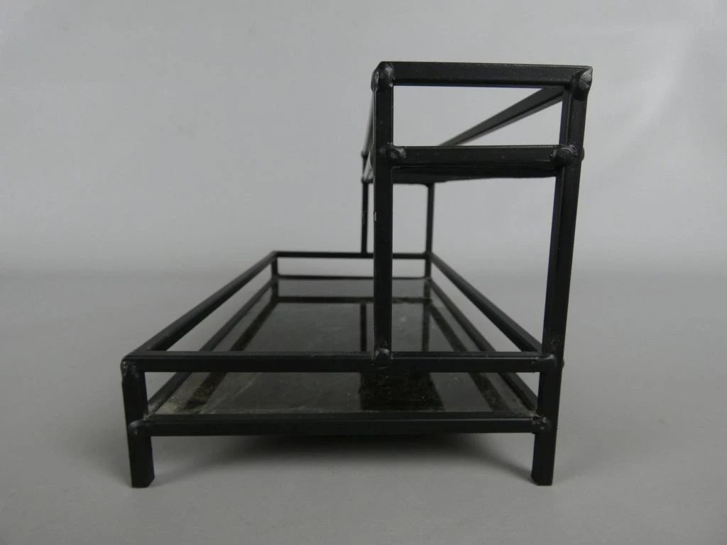 Tweeledig metalen etagère met glazen bladen - foto 2