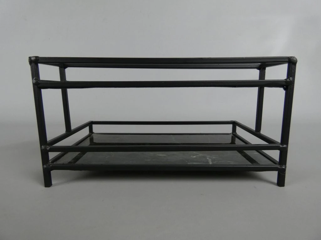 Tweeledig metalen etagère met glazen bladen - foto 3