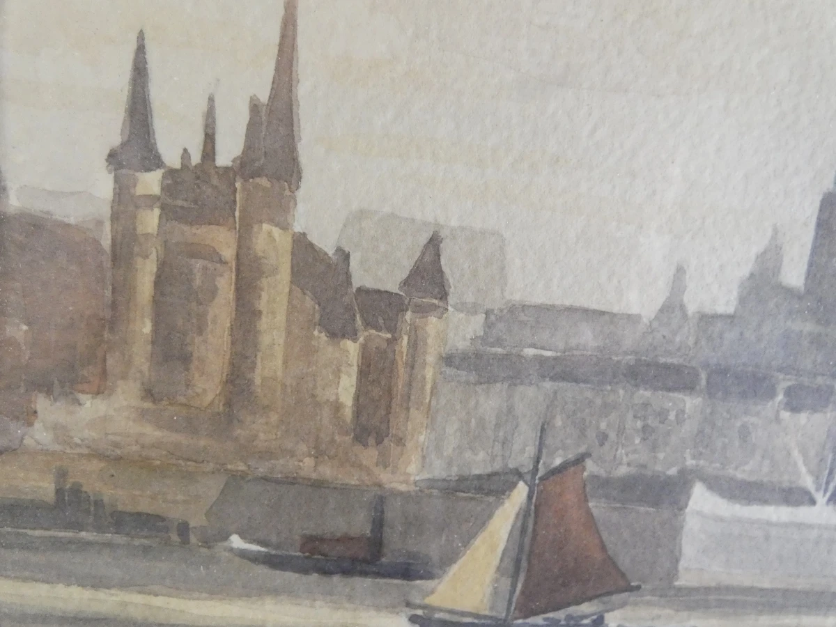 Aquarel 'De Rede van Antwerpen' Begine 1951 - foto 6