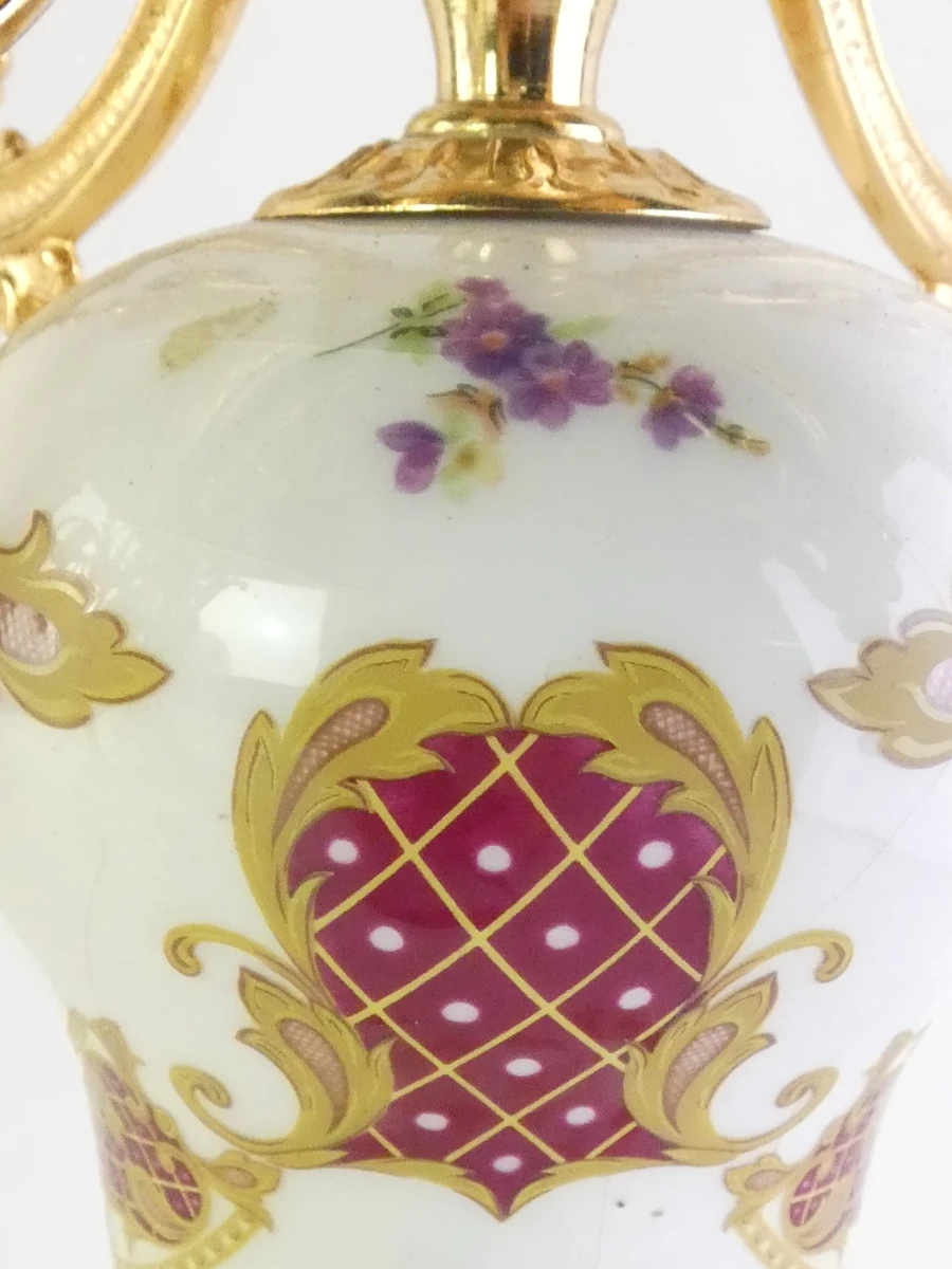 Elegante Italiaanse Alfa porseleinen sierset | Sierurn en twee kandelaars - foto 6