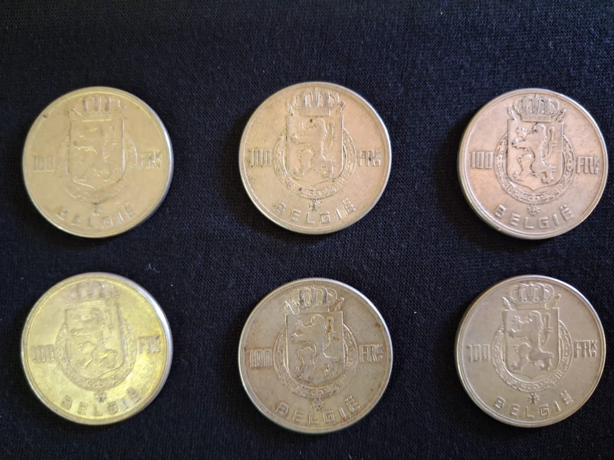 Set van 6 x 100 Belgische Franken 1951 – kavel bij De Kringwinkel, Ieper