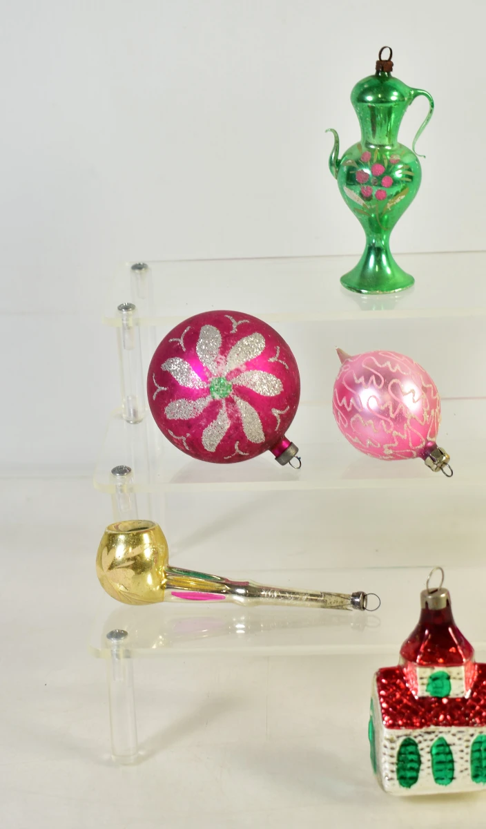 Set van 9 vintage glazen kerstornamenten - foto 2