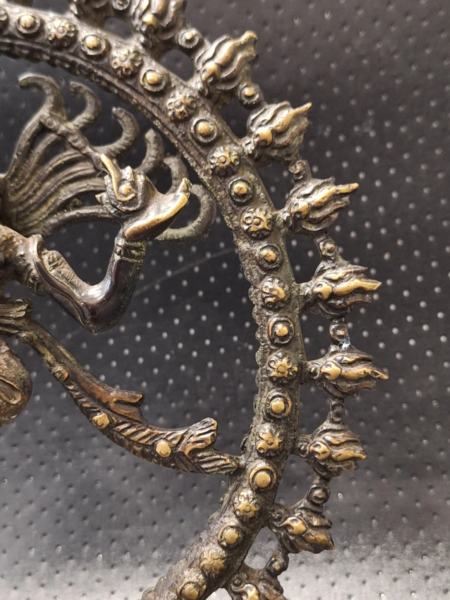 Bronzen en messing beeld van de dansende Shiva Nataraja uit India - foto 6
