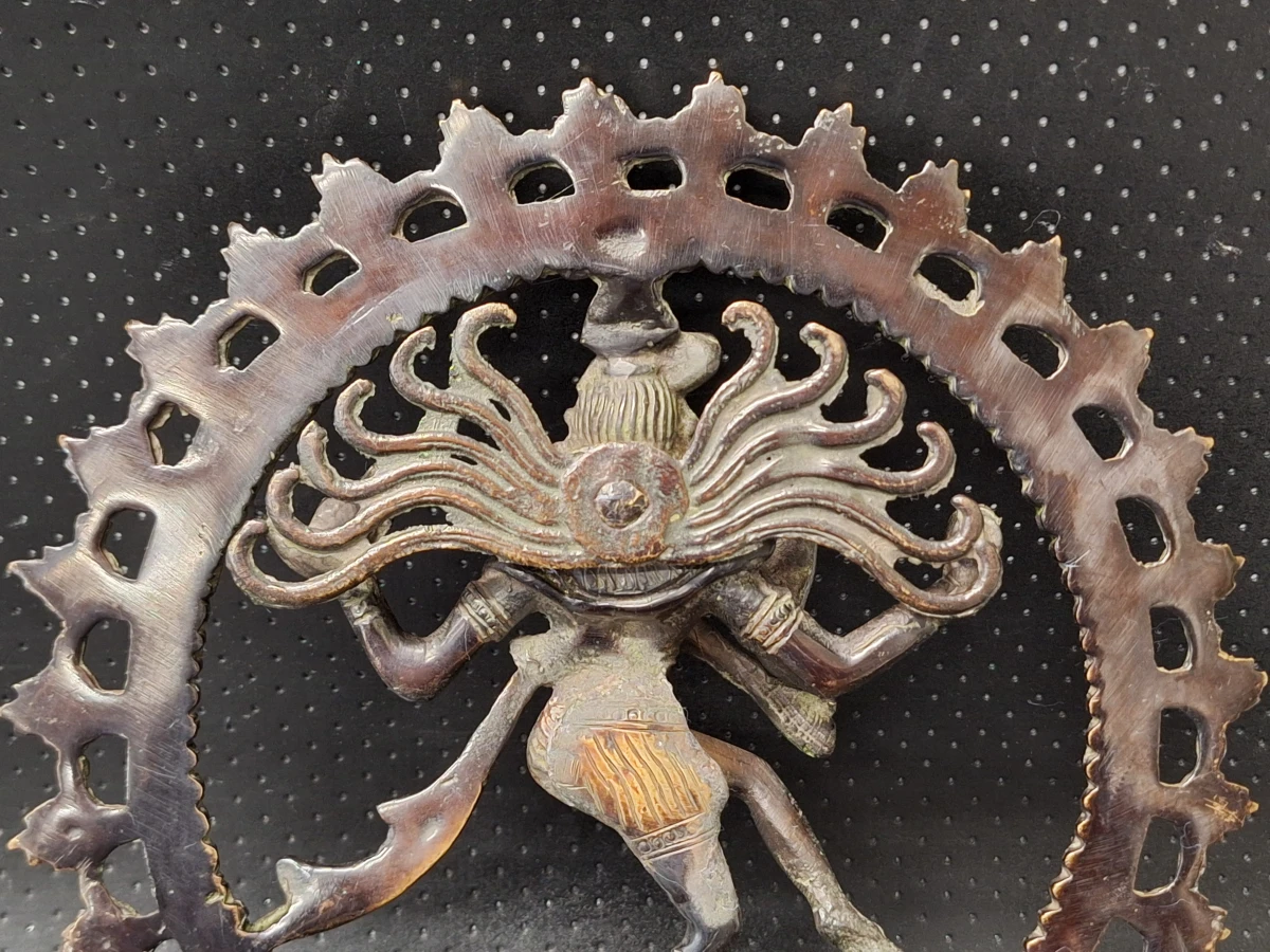 Bronzen en messing beeld van de dansende Shiva Nataraja uit India - foto 10