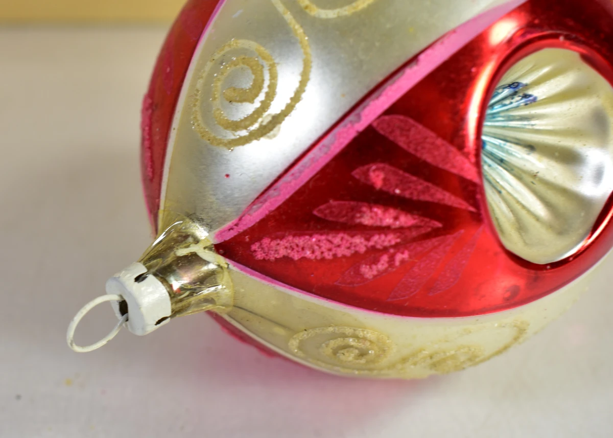 Set van 11 vintage glazen kerstornamenten met reflectoren - foto 4