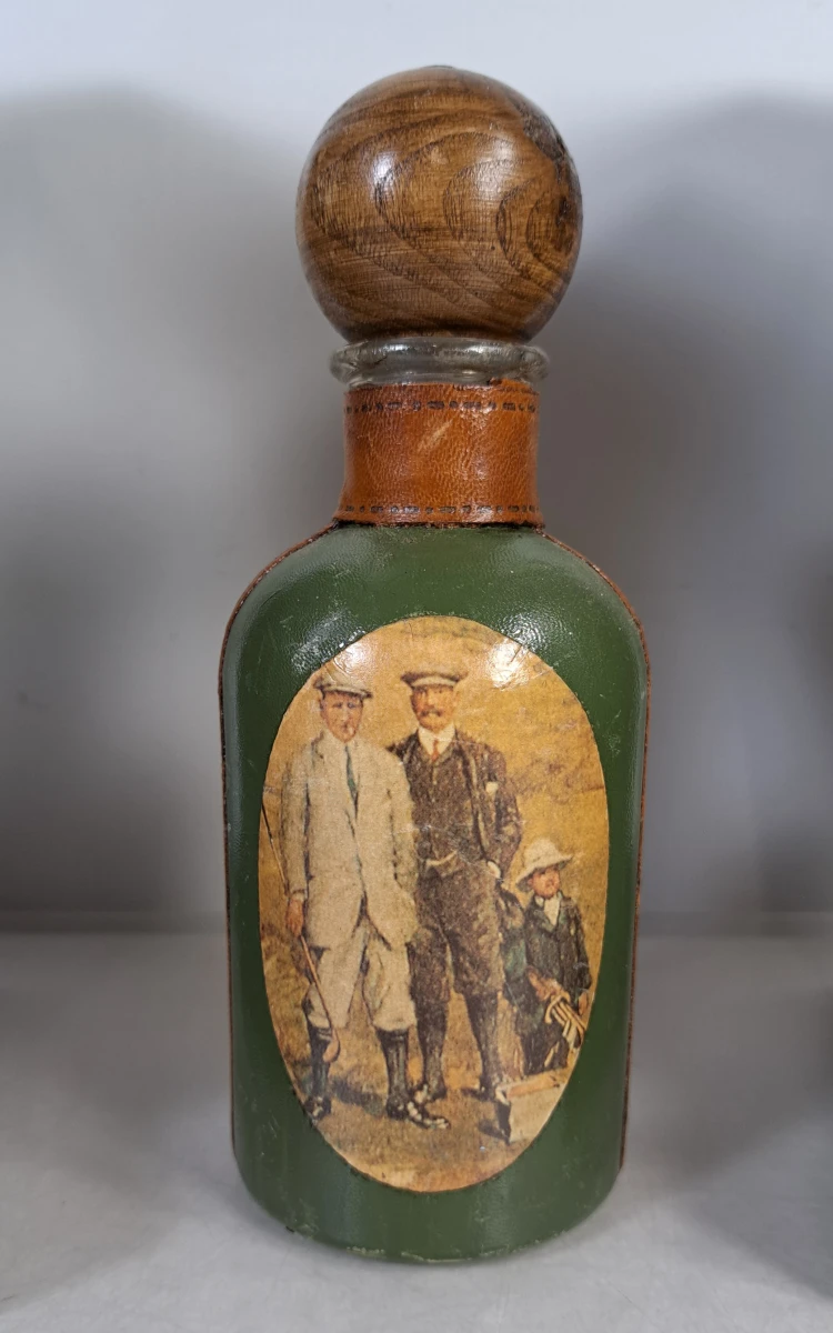 Decoratieve set met pauwpotten en leren fles - foto 2