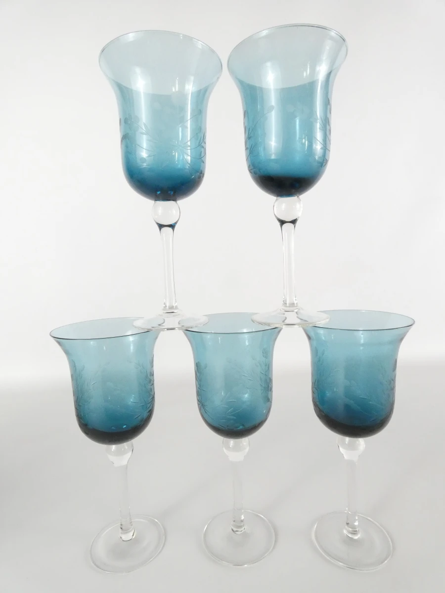 14 vintage gekleurde wijnglazen met gravures - foto 2