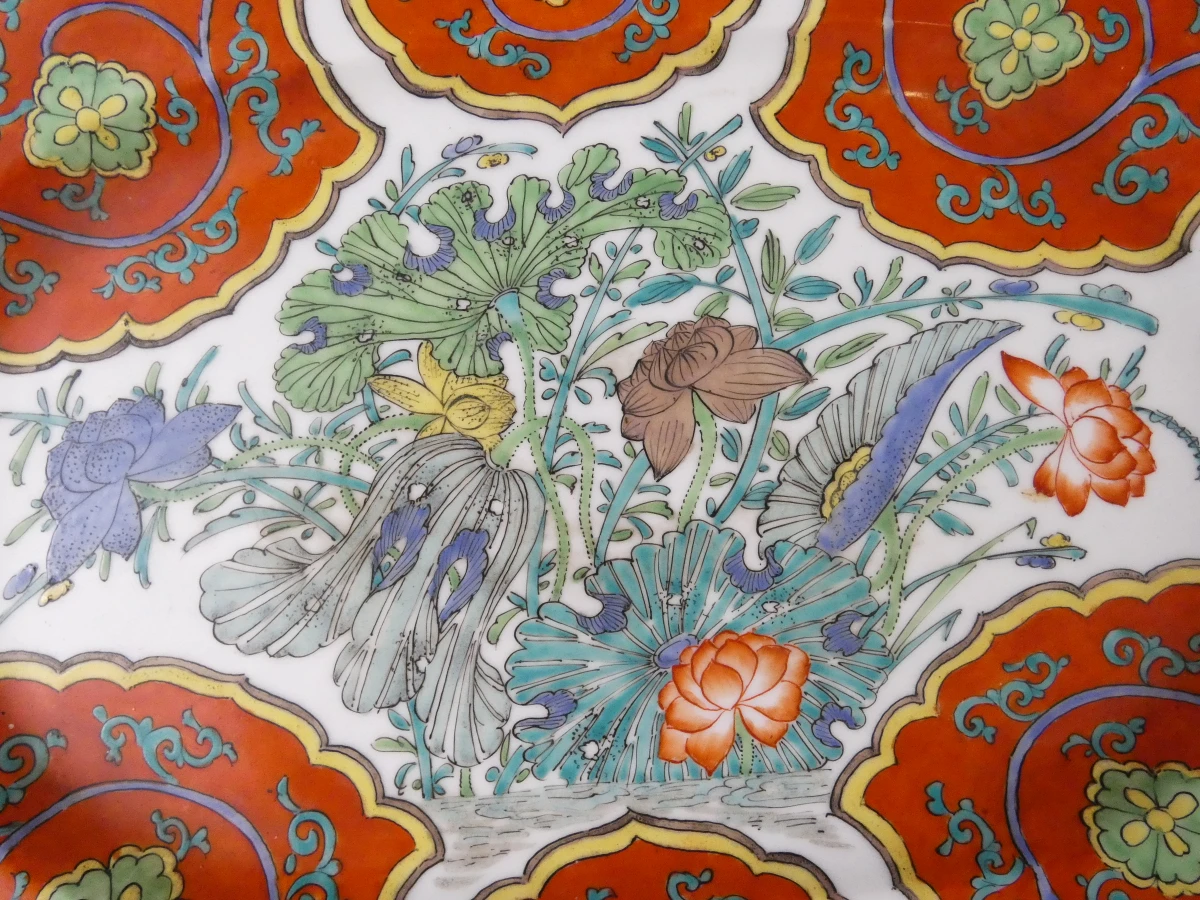 Ovaal decoratief porseleinen schaal op metalen pootjes - foto 4