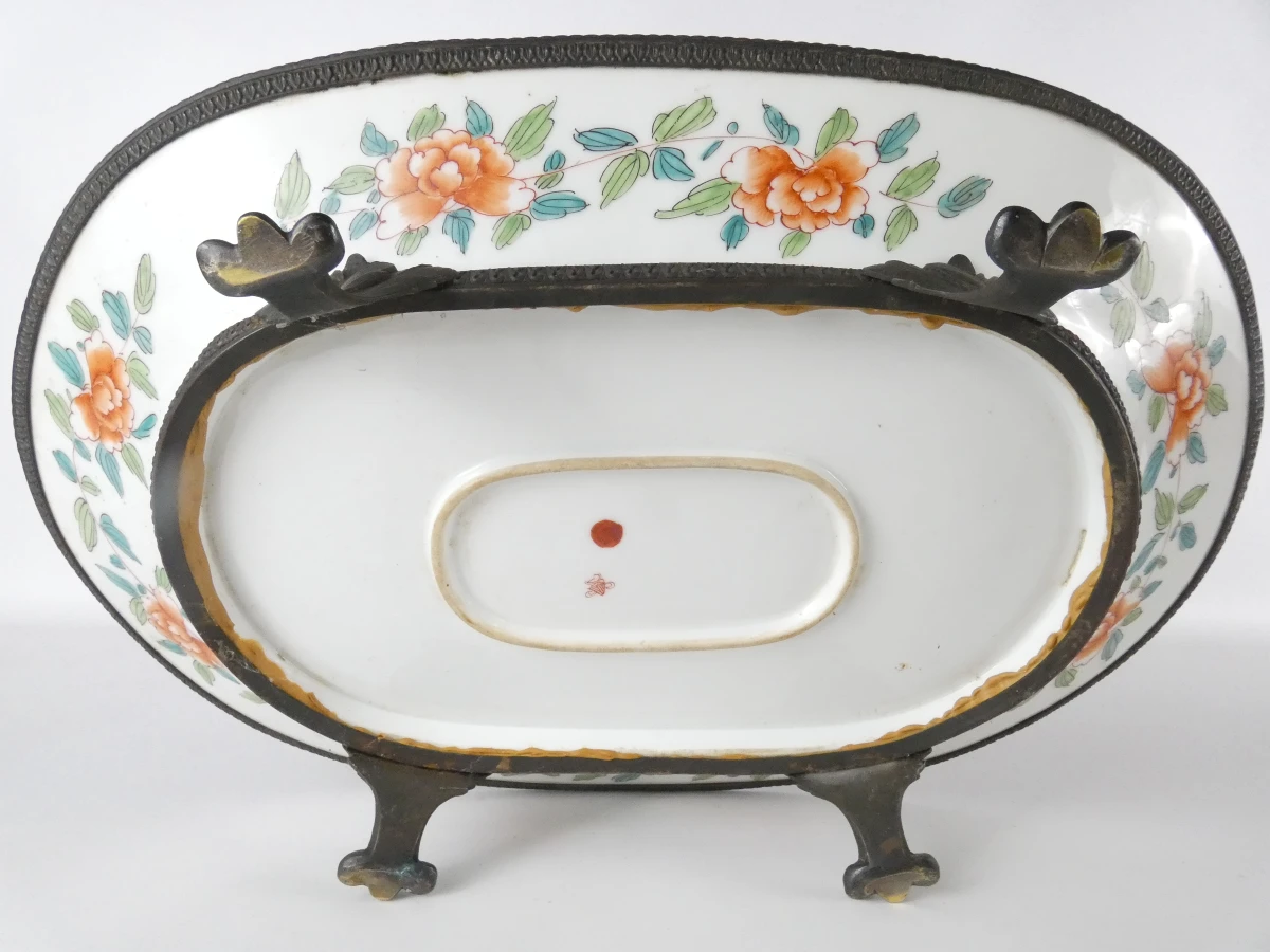 Ovaal decoratief porseleinen schaal op metalen pootjes - foto 7