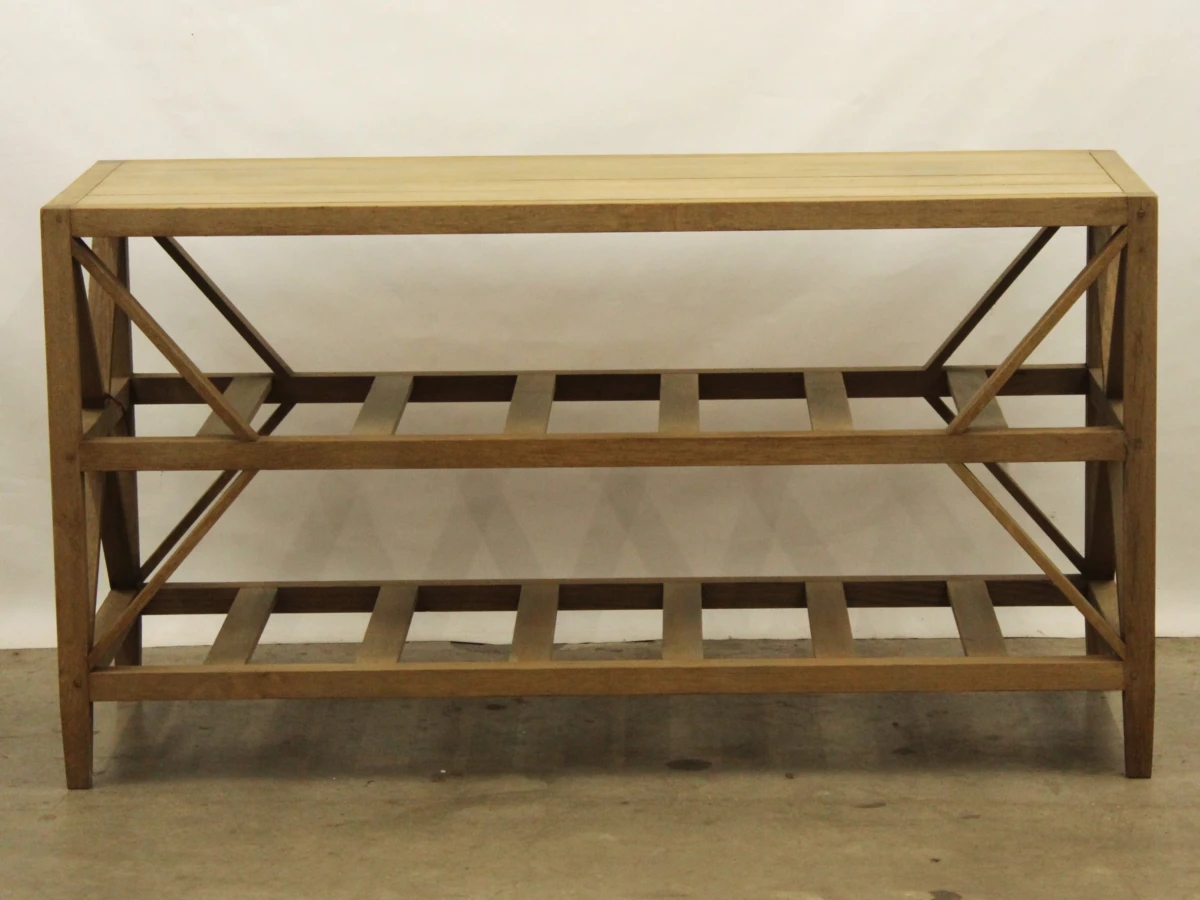 FLAMANT houten sidetable / console met 2 legplanken - high-end Belgisch design - 1 - foto 2