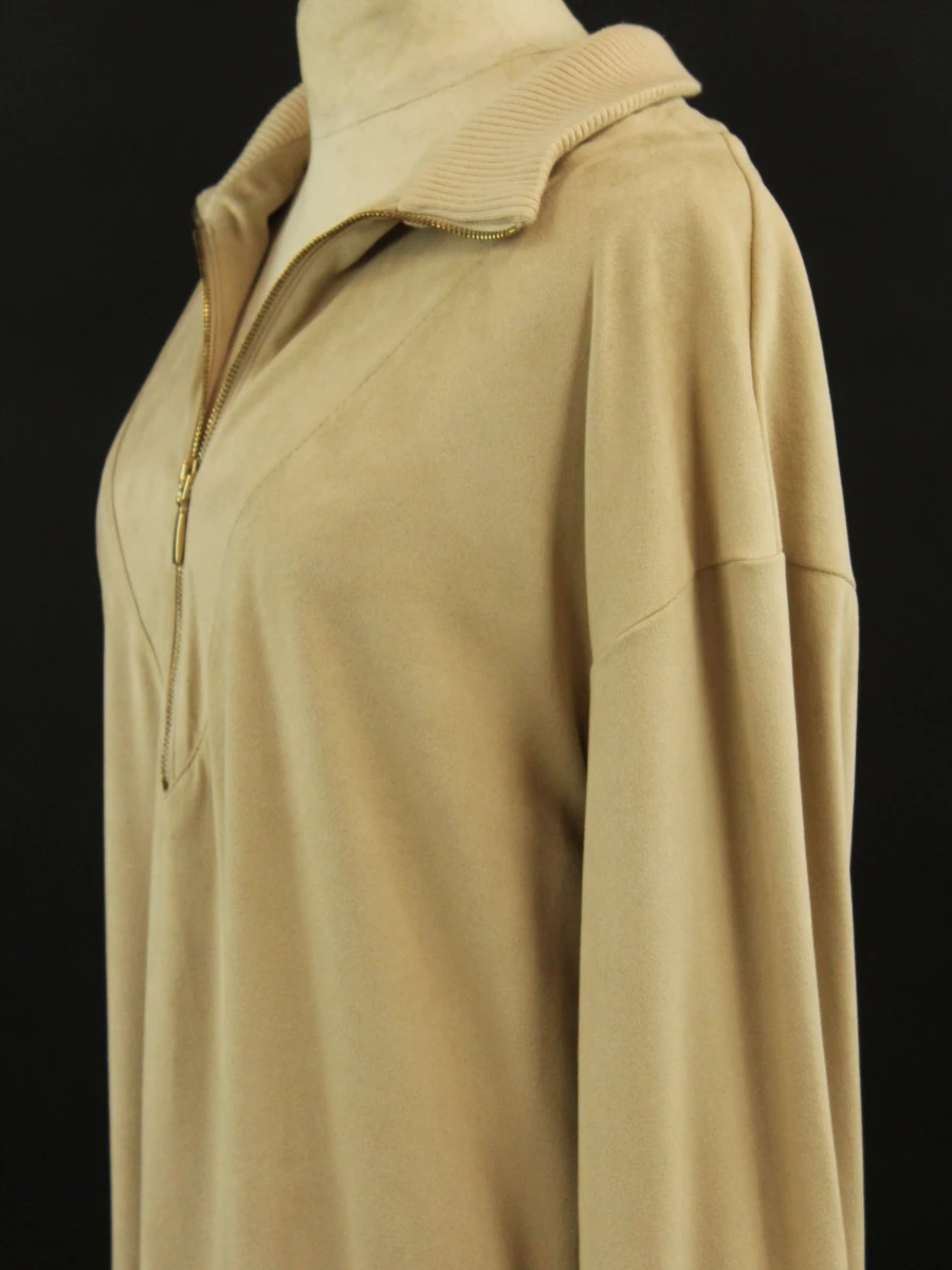 Marie Méro beige sweaterjurk in suedelook - foto 5