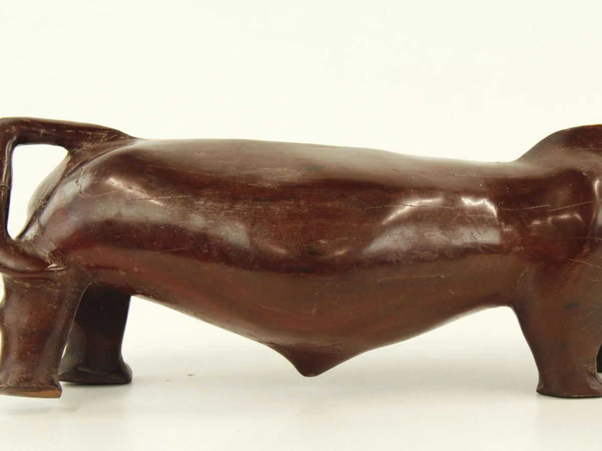 Grote handgesneden massief houten neushoorn – 86 cm, 18,5 kg - foto 7