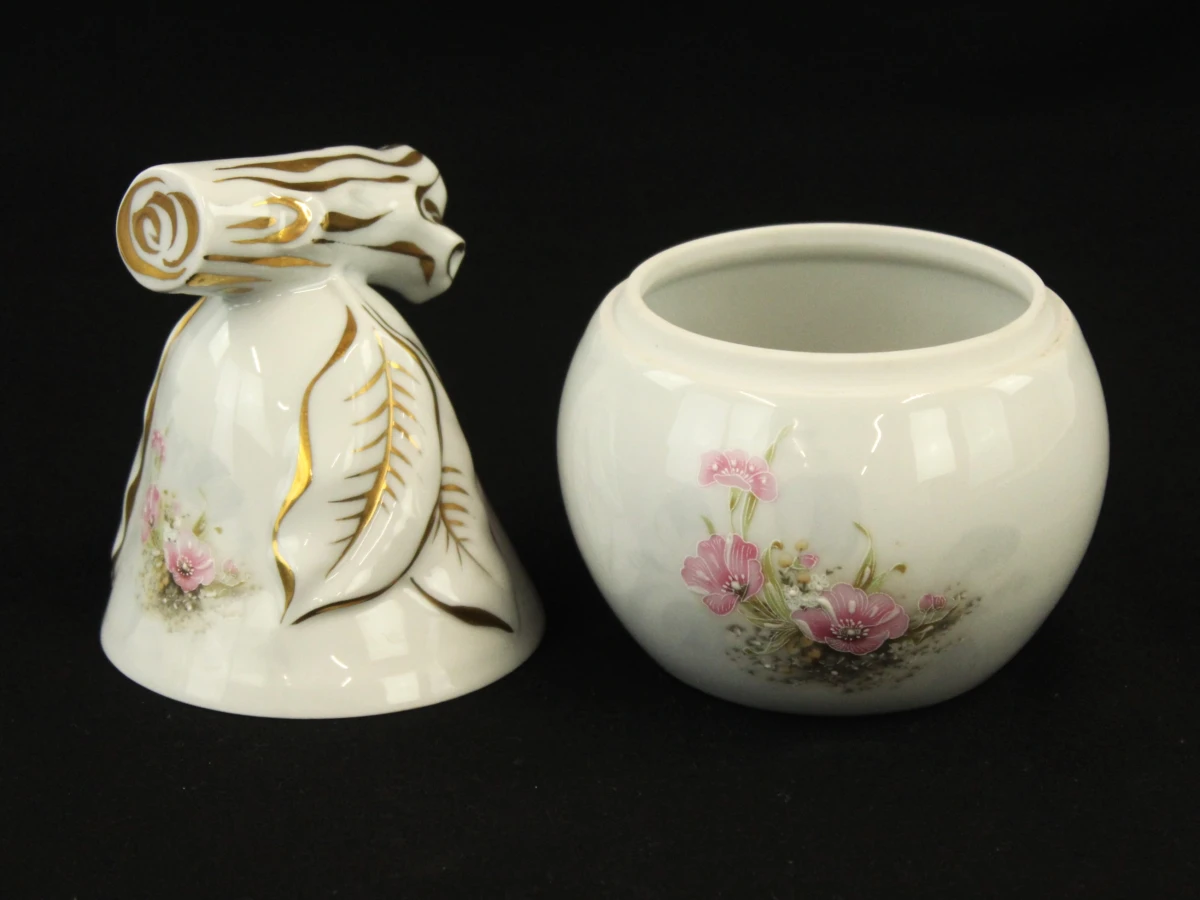 Limoges Porseleinen potje in peervorm met Bloemendecor – 19 cm - foto 4