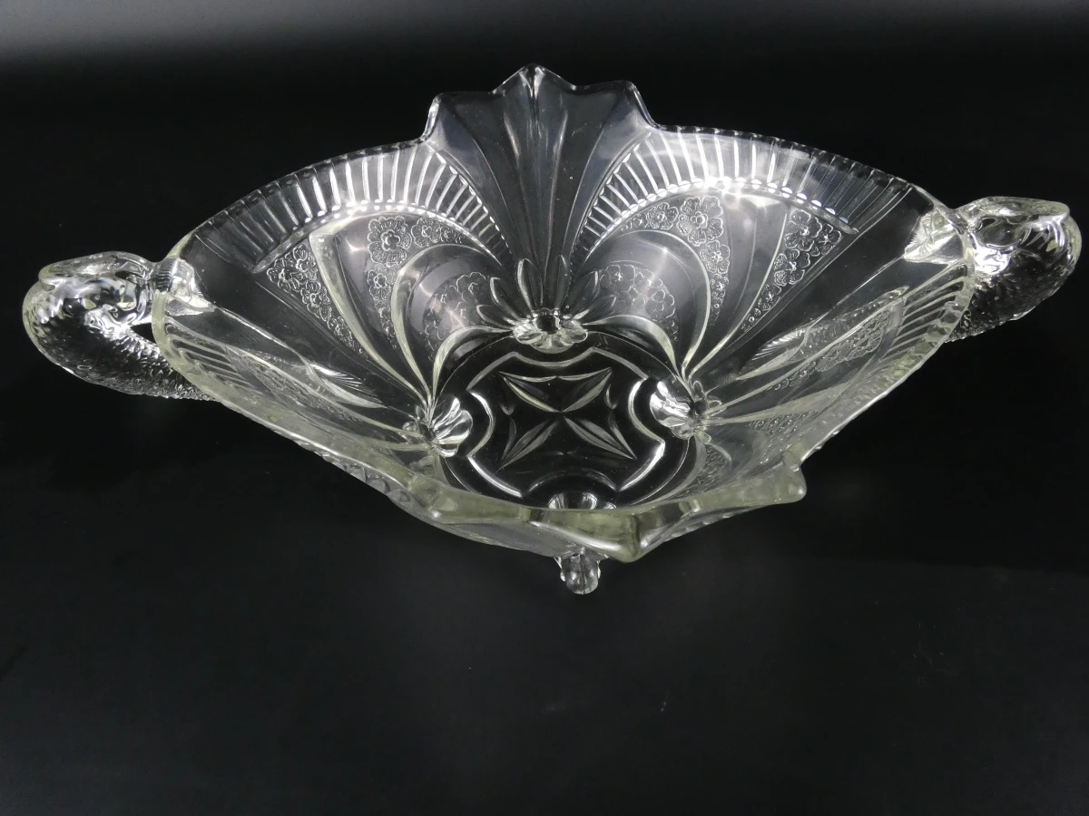 Vintage schaal van helder geperst glas - foto 3