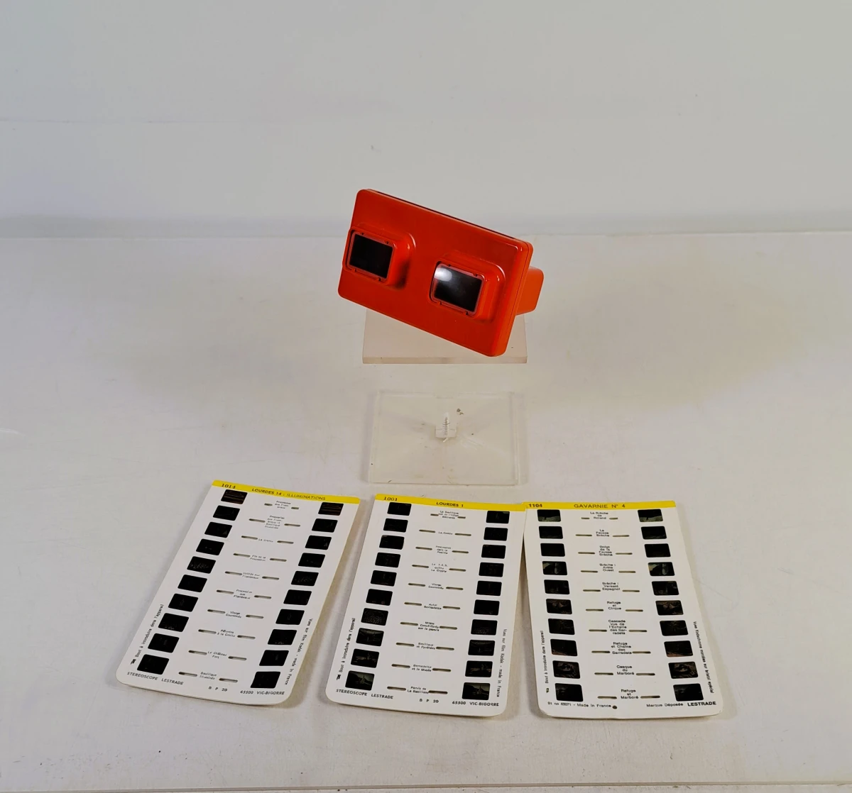 Vintage Lestrade Simplex stereoscoop met 3 fotokaarten en doos - foto 2