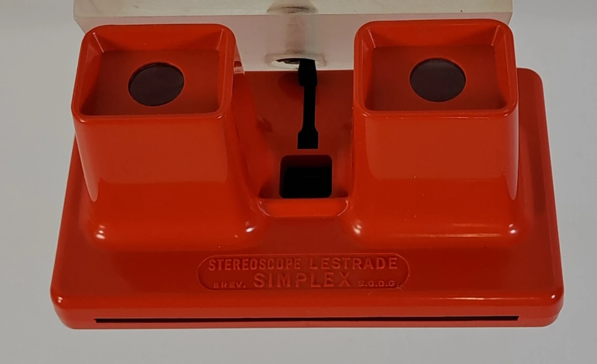 Vintage Lestrade Simplex stereoscoop met 3 fotokaarten en doos - foto 4