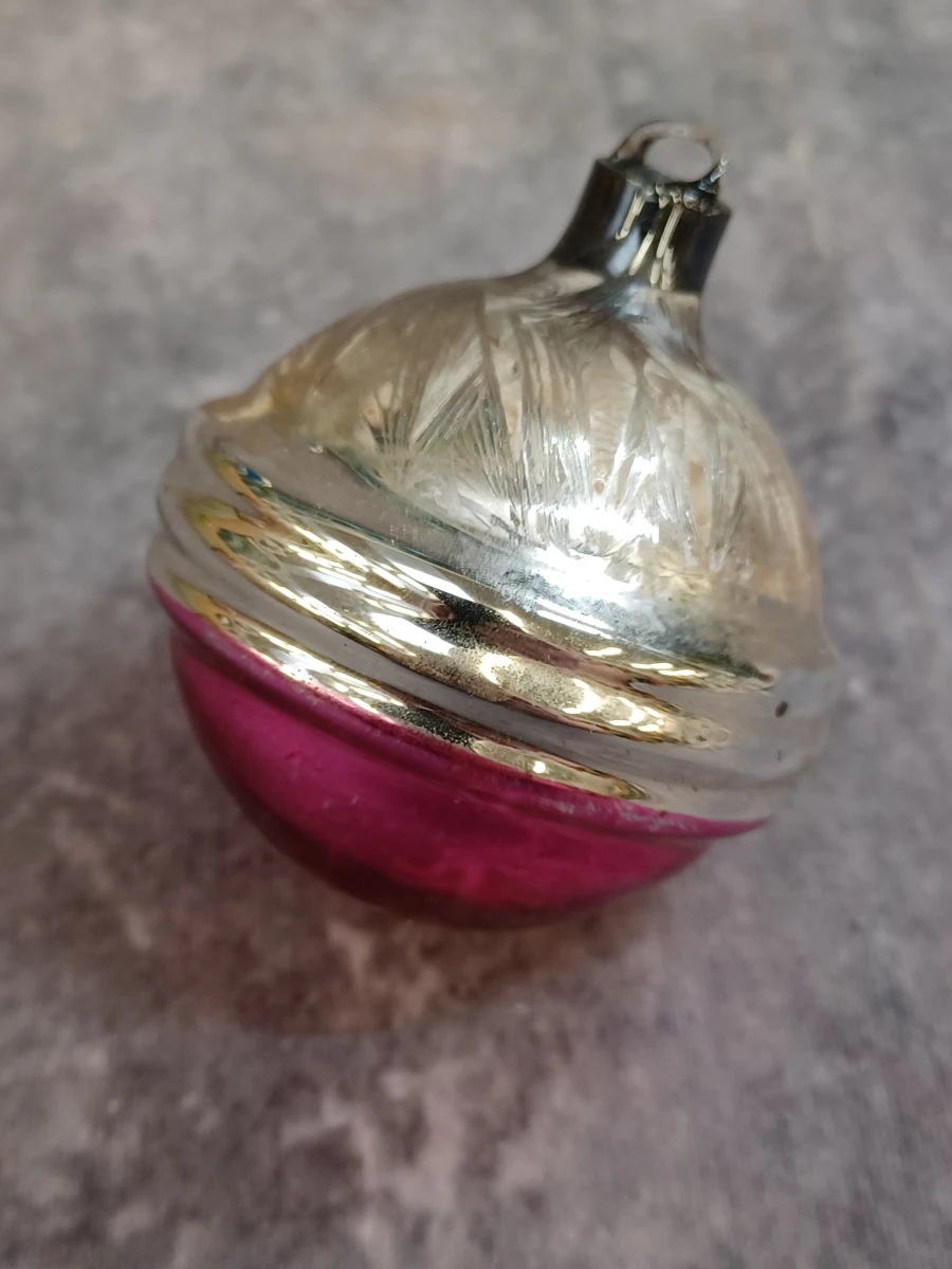 Exclusieve set van 2 vintage Ajeko glazen kerstballen met ijsbloemmotief - foto 6