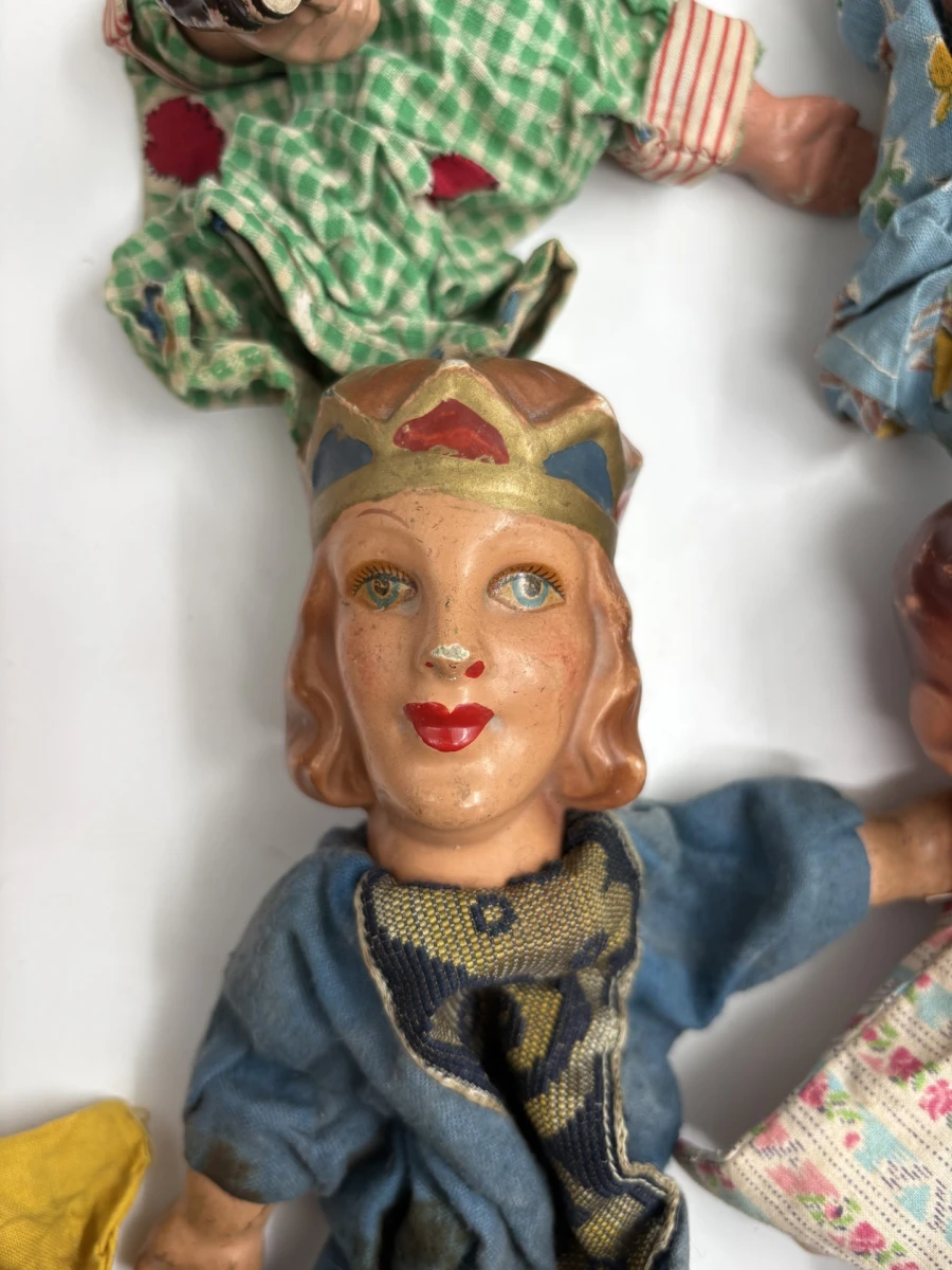 Partij Vintage Handpoppen (Gips) – Antiek Poppenkast - foto 3