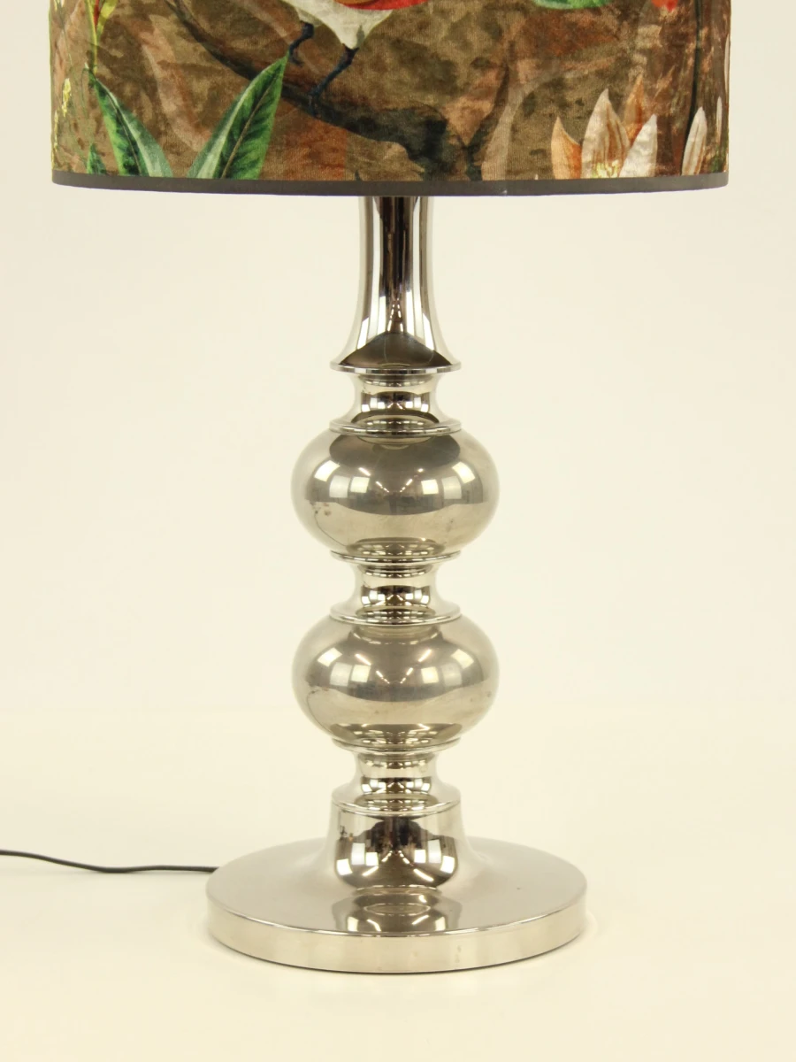 Elegante tafellamp met PASSARO velours lampenkap - kleurrijk tropisch vogelmotief - foto 4