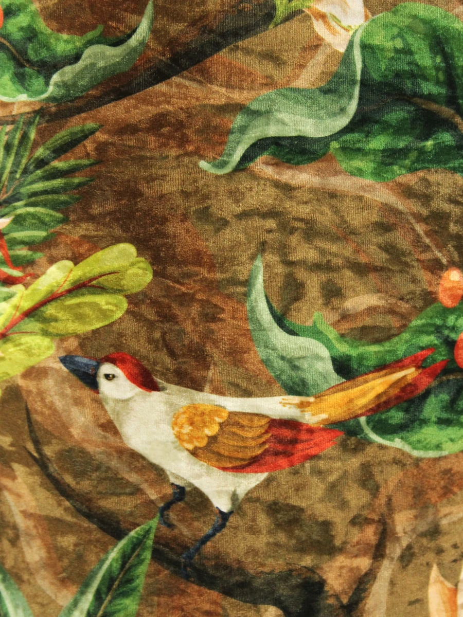 Elegante tafellamp met PASSARO velours lampenkap - kleurrijk tropisch vogelmotief - foto 6