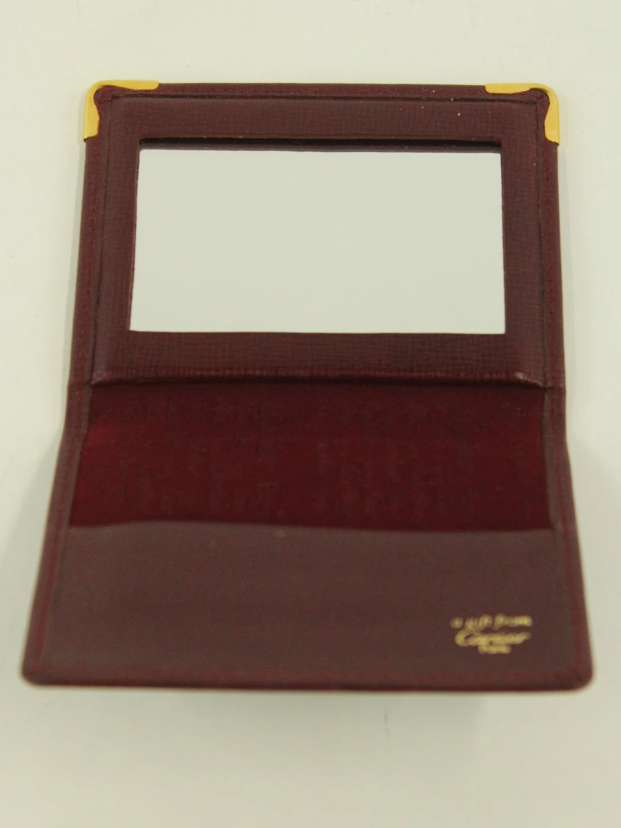 Cartier - vintage bordeaux lederen etui met spiegel & kaartvak – “A Gift from Cartier Paris” - foto 4