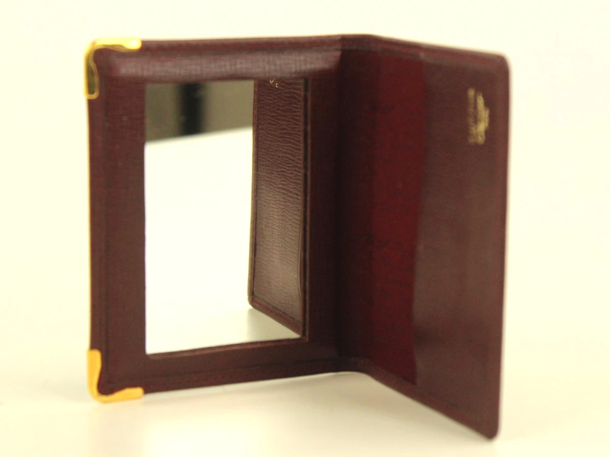 Cartier - vintage bordeaux lederen etui met spiegel & kaartvak – “A Gift from Cartier Paris” - foto 6