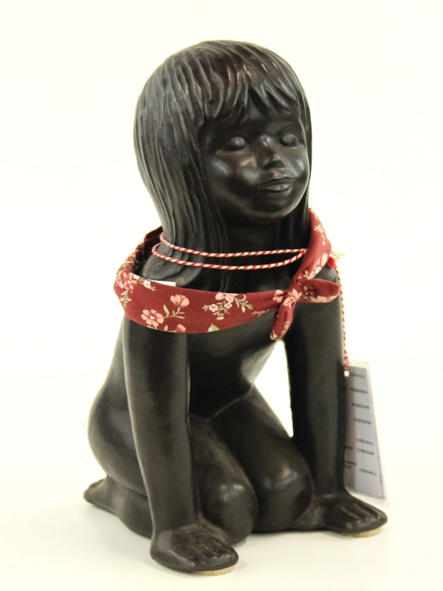 Emiel (Emanuel) Laskaris keramisch Sculptuur 'Zittend Meisje' – ca. 1960/1970 - foto 2