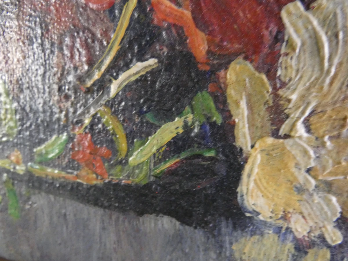 Gesigneerd olieverfschilderij - J.V. Hermans – “Bouquet de Roses dans un Vase” - foto 13