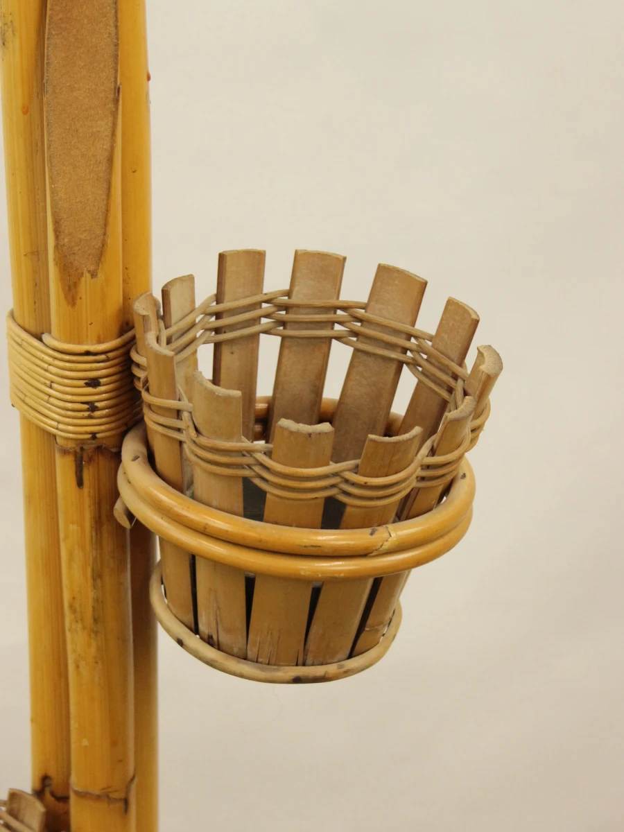 Vintage Rotan Plantenstandaard / Vogelkooi Houder – Jaren 60 - foto 5