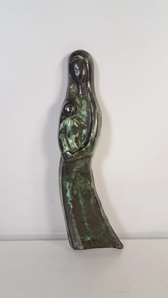 Twee vintage keramische objecten met groen-zwart glazuur - foto 3