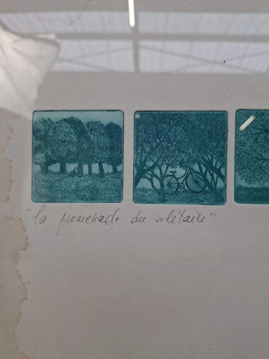 Originele Genummerde Ets: "La promenade du solitaire" – Kunst uit 1984 (Oplage 36/60) - foto 3