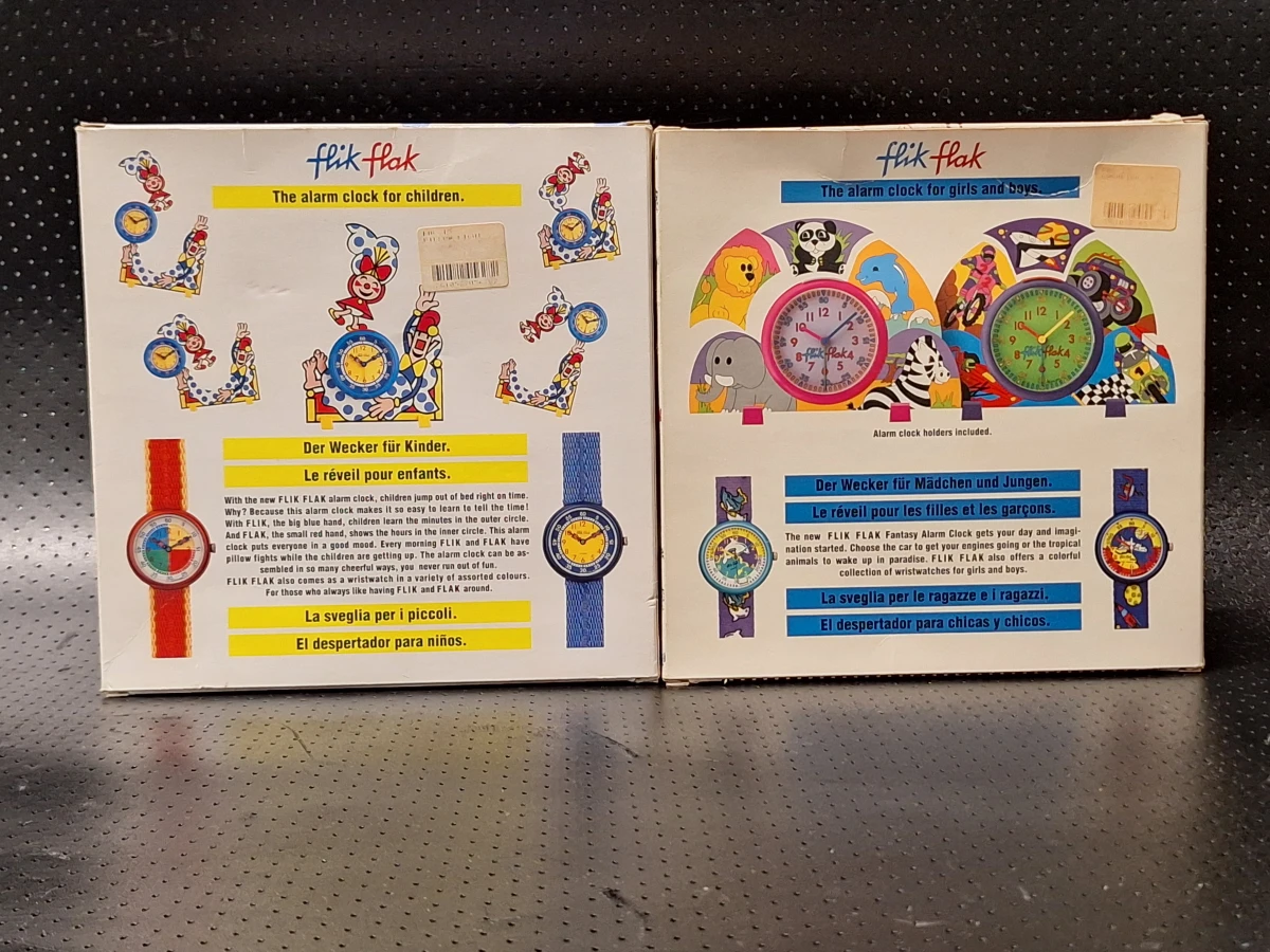 Set van twee vintage Flik Flak kinderwekkers uit 1992 in originele verpakking - Swatch - foto 9