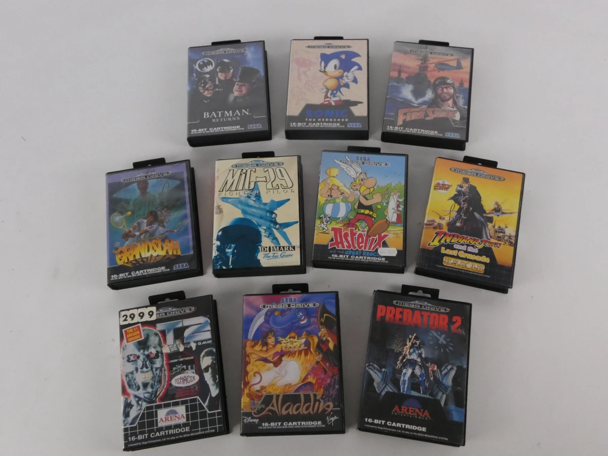 Sega Mega Drive spellen – lot van 10 klassieke games met originele bijsluiters – kavel bij De Kringwinkel, Heverlee